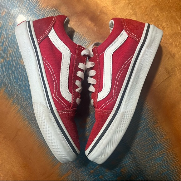 VANS old Skool Red White Suede Canvas Shoes size 12.5 - Picture 4 of 11